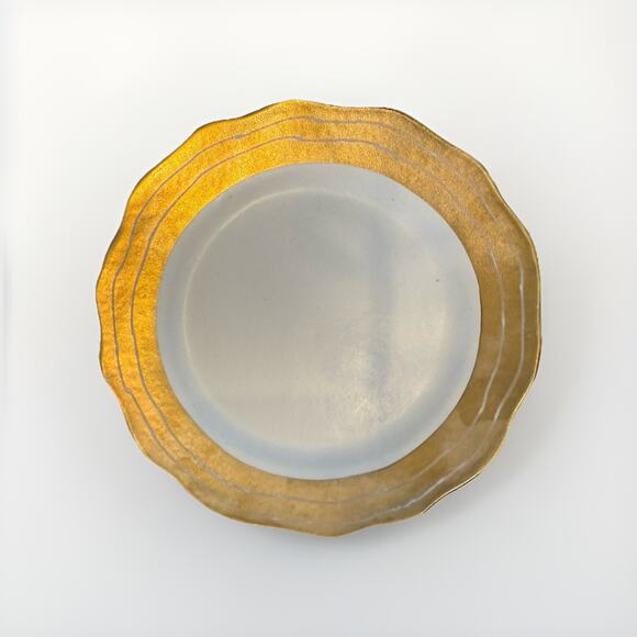 Michael Wainwright Pottery hand painted Gold Trim salad 9 Inch Made in USA - Picture 5 of 6